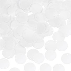 MECCANIXITY 100 Pcs Flat Round Sequins 25mm/1 Inch Loose Paillettes Craft Sewing Sequins with Single Side Hole for DIY Embroidery Clothing Jewelry Making, White