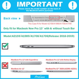 ProCase for MacBook Pro 13 Case 2019 2018 2017 2016 Release (A2159 A1989 A1706 A1708), Heavy Duty Slim Hard Shell Protective Cover with Kickstand -Grey