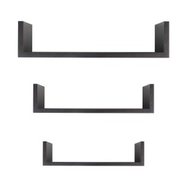 Floating Shelves, Bathroom or Living Room Wall Decor, Walnut (3-Shelf Pack)