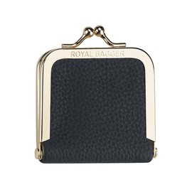 ROYAL BAGGER Genuine Leather Mini Jewelry Box, Ring & Necklace Storage, Slim Coin Purse with Kiss Lock for Women 3120 (Black)