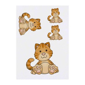 4 x 'Sitting Ginger Cat' Temporary Tattoos - Water Resistant, Skin-Safe, Non-Toxic Transfers, Mixed Sizes (TO00038709)