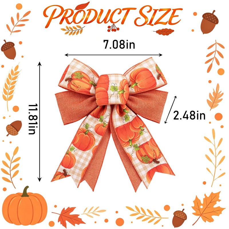 Fall Wreath Bow Thanksgiving Burlap Ribbon Wreath Bow Home Decor