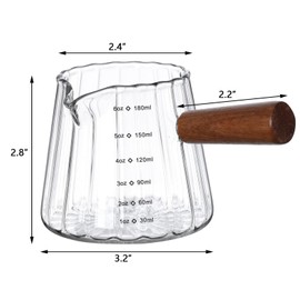 FEOOWV 6oz Glass Espresso Cups with Spout, Espresso Accessories, Espresso Shot Glass with V-Shaped Mouth, Ribbed Milk Frothing Pitcher (Clear)