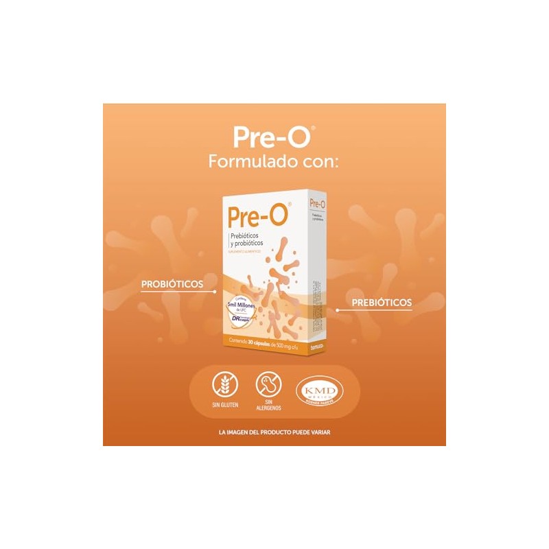 Bomuca - Pre-O 30 Cápsulas, Probióticos y Prebióticos, 5,000 millones