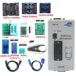 XGOIENZI RT809F Programmer 8 Adapters Motherboard Reader sop8 IC Socket Flash Programmer Clip eprom Clamp VGA ICSP LCD PCB Board 24 25 93 Series