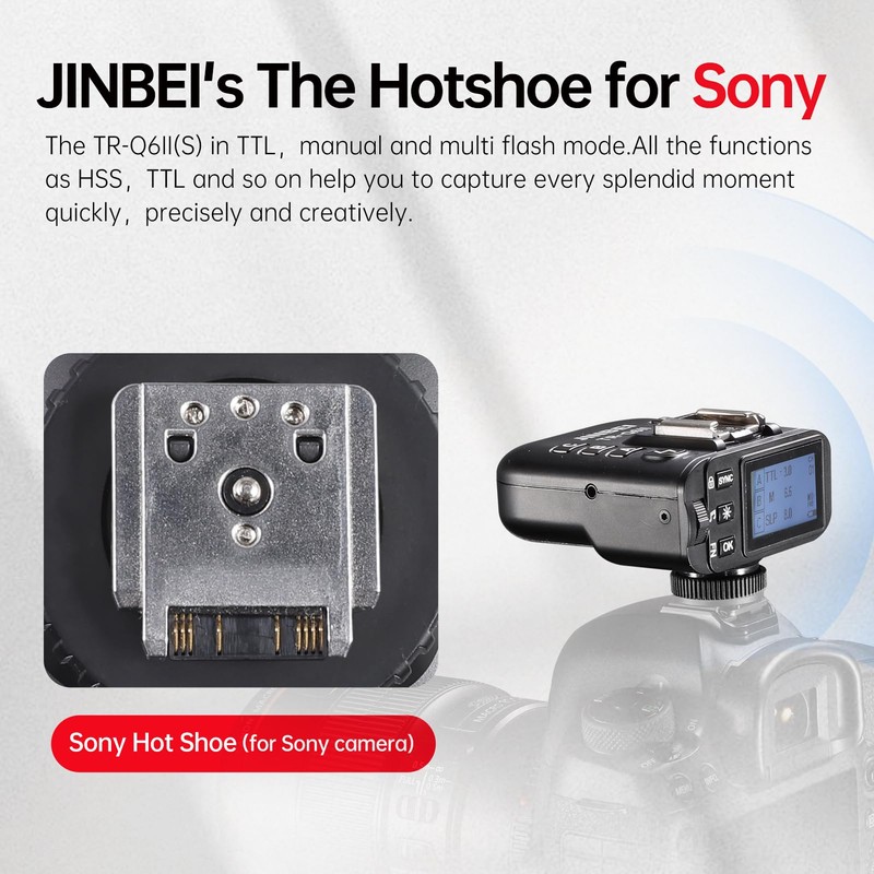 JINBEI TR-Q6II TTL Wireless Flash Trigger Transmitter, 2.4G 1/8000s HSS