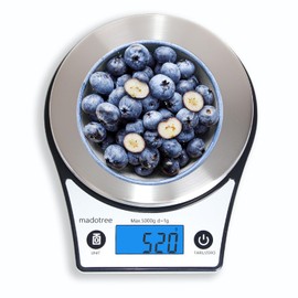 MADOTREE Food Scales for Kitchen, Digital Scale Grams and Ounces for Food Weight, Baking,Cooking,Meal Prep,Small Kitchen Scales with 4 Weighing Units/LED Display/Tare Function,Stainless Steel