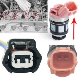 6 Pcs 2 Wires Fuel Injector Nozzle Connector Wiring Harness Pigtail Plug Fit for Nissan Xterra 2.4L 3.3L 2002-2004 Nissan Frontier 3.3L 1999-2004 OE 16600-38Y10 16600-5S700 16600-5S701
