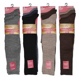 Active Star® Pack of 3 Men's Knee High Lambs Wool Blend Socks - Winter Thermal Soft Long Hose Mens Sock Assorted Colours Size UK 6-11