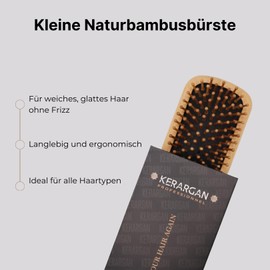 Kerargan - Small natural bamboo brush - Detangles and reduces frizz - Environmentally friendly and durable - For all hair types