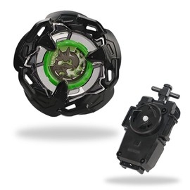 CWED Pack of 2 Spinning Top Toys, Bey, Blade Burst, Battling Tops Chest, Children's Toy, Battle Spinner Spinning Tops with Starter and Handle, Birthday Children's Toy (Black)