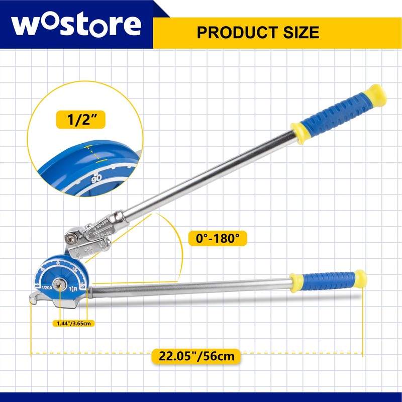 Wostore 1/2" Heavy Duty Tubing Bender Tube Bender Roller 180°