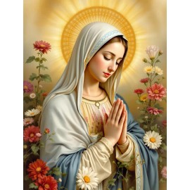 The Blessed Virgin Mary Praying in a Flower Garden Poster Print