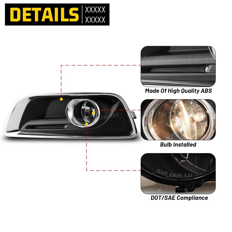 AUTOFREE Fog Lights Assembly for Chevy Malibu 2013 2014 2015