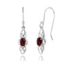 Sterling Silver Created Ruby Celtic Knot Oval Dangle Drop Earrings
