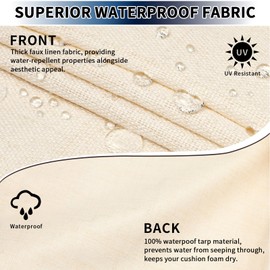 PureFit Waterproof Outdoor Cushion Covers Replacement for Patio Furniture Chair Seat Cushion Covers 24x24 inch for Outdoor Furniture Garden Backyard with Zipper, 4 Pack SLIPCOVERS ONLY, Cream