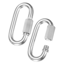 M METERXITY 2-Pack Quick Chain Link Connector, M12 1/2 304 Stainless Steel D-Shape Locking Repair Chain Links for Swing/Camping/Hiking/Backpack, Twist Key Ring Screw Chain Link [Silver]