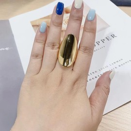 Chunky Oval Ring for Women Thick Dome Statement Ring Stainless Steel Stacking Ring Thick Finger Bands Chunky Thumb Rings (8)