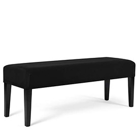 WOMACO Dining Room Bench Covers Stretch Spandex Upholstered Bench Seat Cushion Slipcovers for Kitchen Dining Bench Seat Protector (Black, Large)