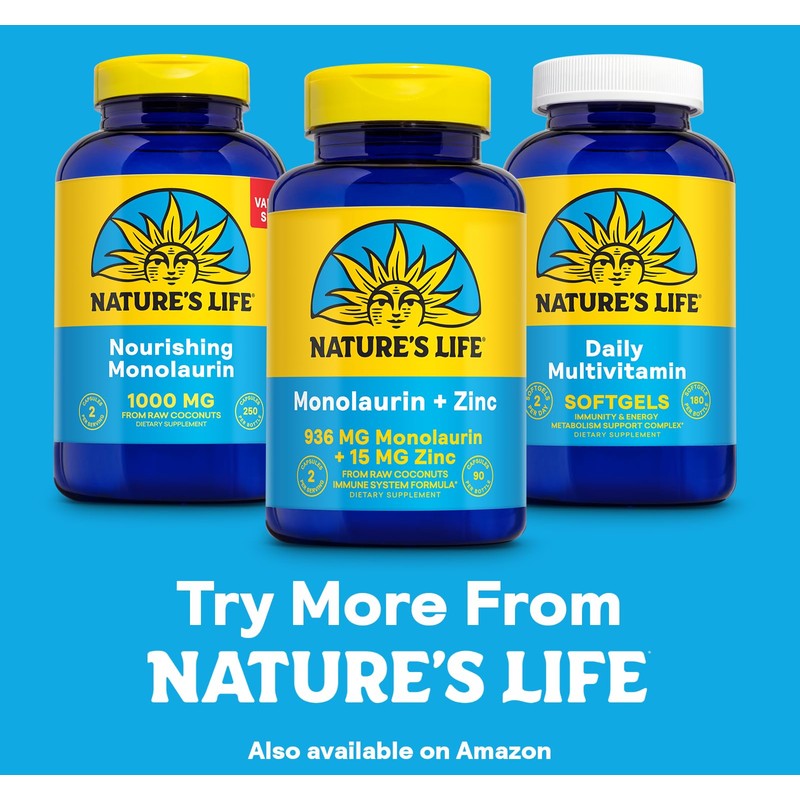 Nature's Life Monolaurin Plus Zinc Immune Support Supplement - 936mg