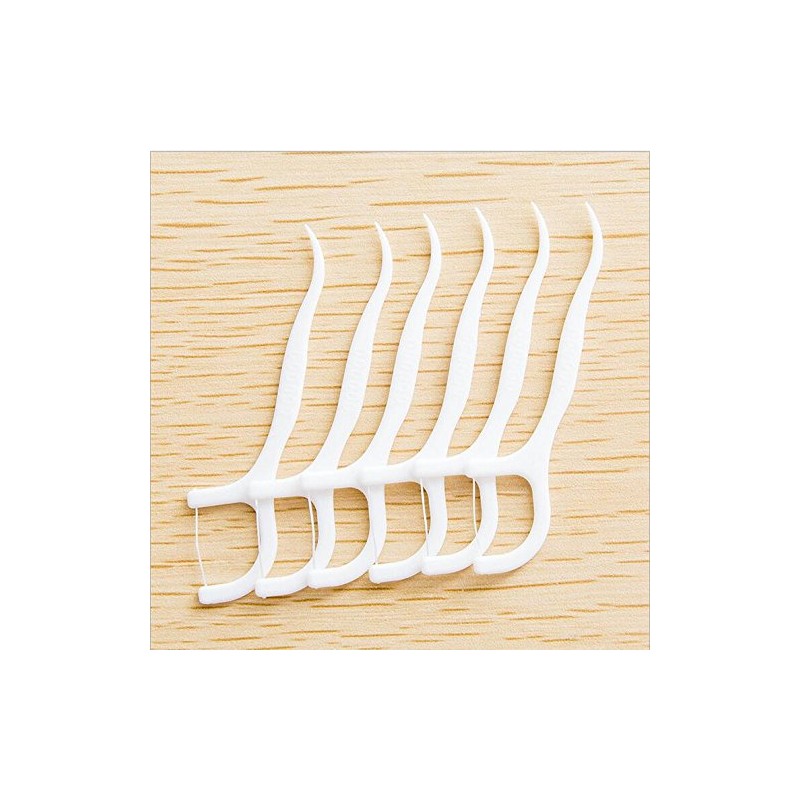 VNDEFUL 100Pcs(5 Packets ) White Dental Floss Picks Toothpicks Stick