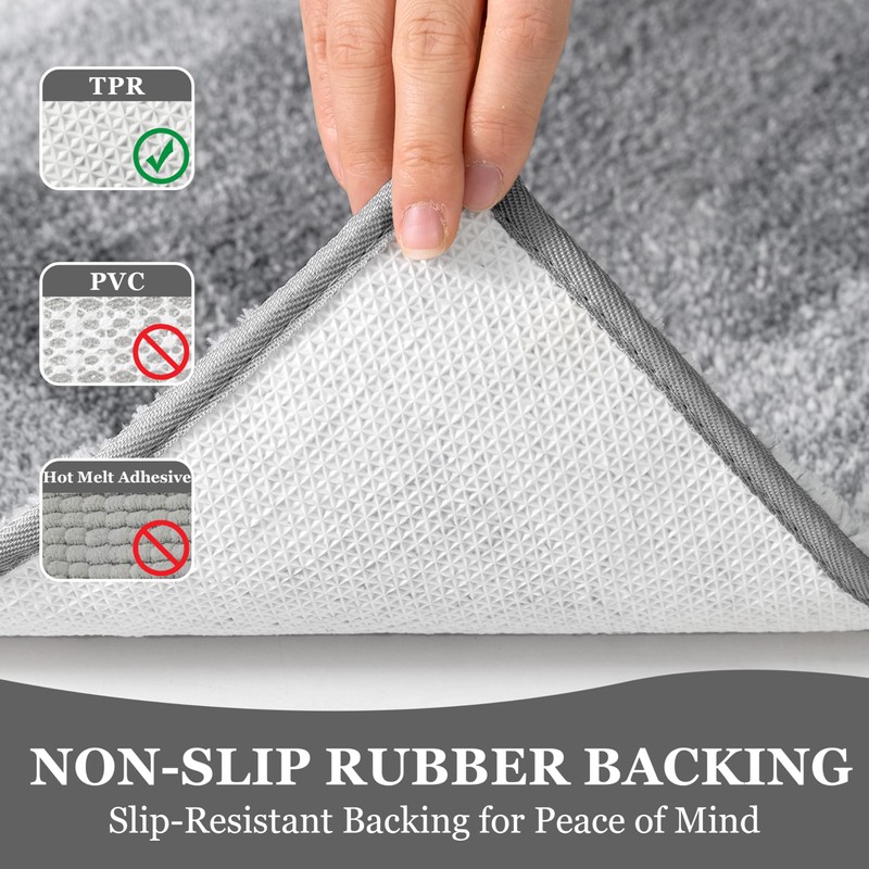 RORA Gray Bathroom Rugs Non Slip Washable 18x24 Absorbent Bath