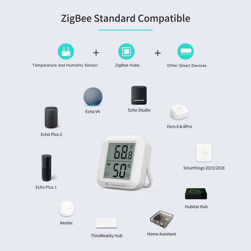 THIRDREALITY Zigbee Temperature and Humidity Sensor with Digital LCD Display,