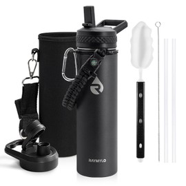 RAYMYLO - Botella de agua aislada de 20 onzas, acero inoxidable con aislamiento triple (frío hasta 48 horas), a prueba de fugas y sin BPA, ideal para 