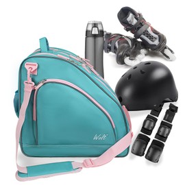 WOLT Ice Skate Bag - Roller Skate Bag, Inline Skate Bag with Adjustable Shoulder Strap for Both Youth and Adults.Mint Green