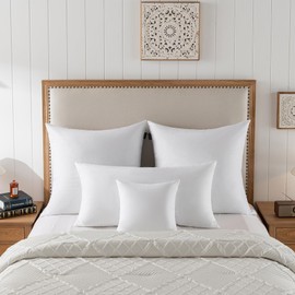 basic home 26x26 Euro Throw Pillow Inserts-Down Feather Pillow Inserts-Cotton Fabric-Set of 2-White.