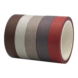 Solid Color Washi Tapes Set, EnYan 5 Rolls Basic Collection Decoration 10mm Wide Japanese Masking Decorative Tapes for Bullet Journal Planners DIY Crafts Arts Scrapbooking Adhesive