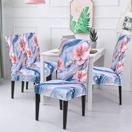 Alishomtll Dining Chair Covers Set of 6 Stretch Chair Slipcovers Swing Chair Elastic Removable Washable Dining Room Chair Covers Protector for Kitchen Banquet Hotel (3D-Effect Quicksand Flower, 6pcs)