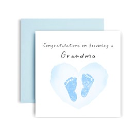Huxters New Baby Boy Grandma Card Congratulations Welcome to the World Little One - 14.8cm (Baby Boy Grandma)