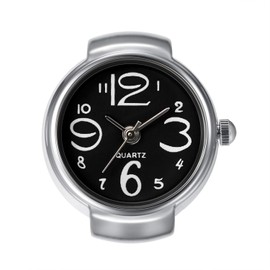 Lancardo Ring Watch for Women and Men Analog Quartz Watch Arabic Numerals Black Dial Elastic Band Creative Finger Watch for Christams Valentine's Day