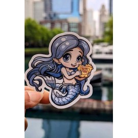 DURABLE Cute Water Bottle Laptop Scrapbook Sticker. Waterproof and Durable. Mermaid