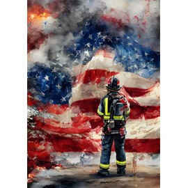 Moohue 14CT Stamped Cross Stitch Kits for Adults Beginners Flags Firefighter Counted Cross Stitch Kits for Adults Advanced (Flags and Firefighter)