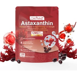 Gwynne Astaxantina 12 Mg 120 Cpsulas,astaxantina Antioxidant From Fresh Haematococcus Pluvialis,apoya La Salud Ocular, Articular Y Cutnea