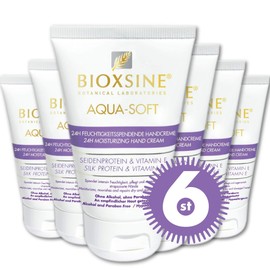 Bioxsine Aqua-Soft Handcreme, feuchtigkeitsspendend, mit Seidenprotein, Vitamine E, ohne Alkohol, ohne Parabene, (6x50 ml)