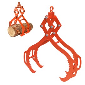 Tolpassa Log Lifting Tongs 36 Inch - 3300LBS Load Capacity Heavy Duty Log Grapple with 4 Serrated Claw Hooks & Handles, Logging Tongs for Tractors, Trucks, Forklifts, Orange