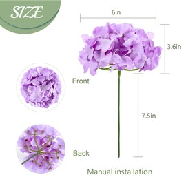 Auihiay 26 pcs Hydrangea Artificial Flowers, Purple Artificial Hydrangea Flowers, Silk Hydrangea Heads with Stems for Home Garden Party Baby Shower DIY Wedding Centerpiece (Purple)