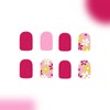 Short Press on Nails Square Pink Fake Nails with Design