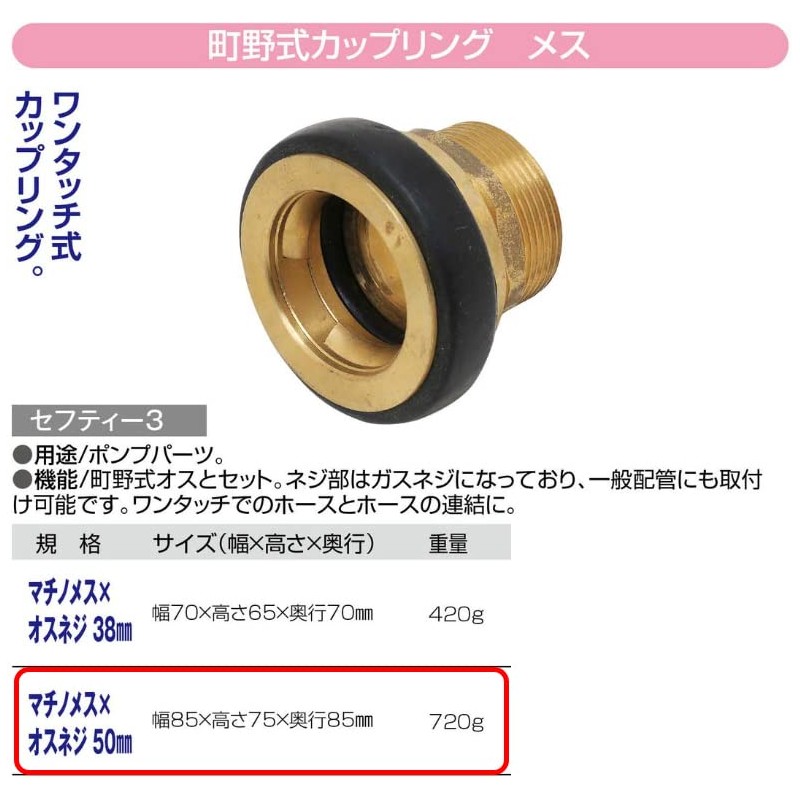 sehutexi- 3 町野 Couplings 町野 Female x Male Screw 50