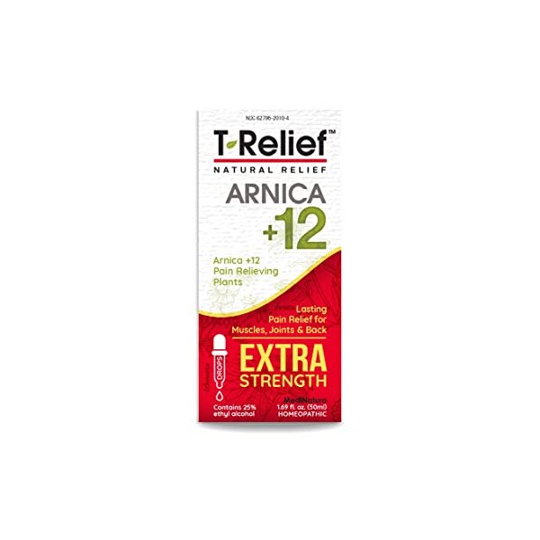 MediNatura T-Relief Extra Strength Pain Relief Drops Arnica +12 Fast-Acting Natural Relieving Actives Help Reduce Back, Neck, Joint, Muscle, Hand & Foot Aches, Pains, & Soreness, Gluten-Free - 1.69 oz
