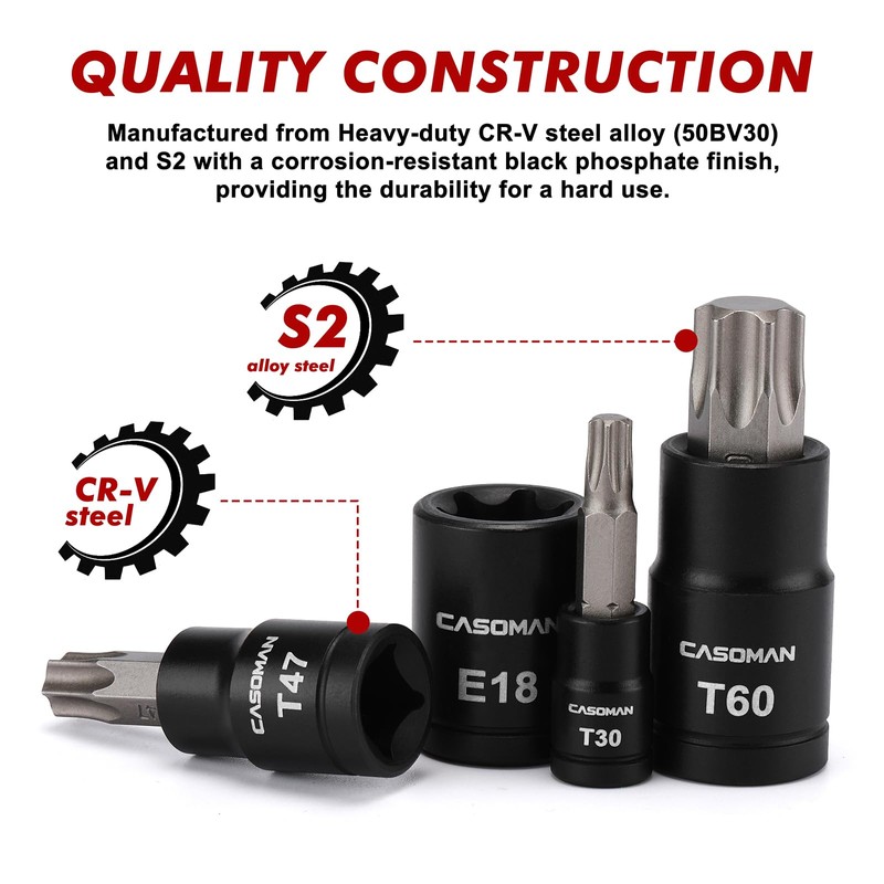 CASOMAN 71-Piece Master Hex & Torx Bit Socket Set, 1/4"