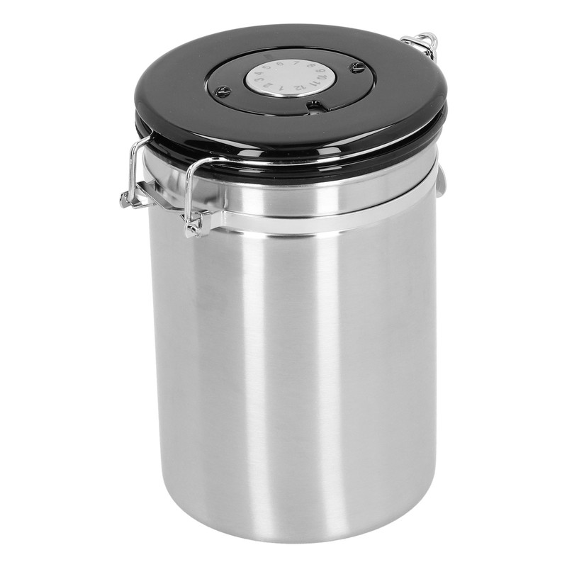 Coffee Beans Canister with Exhaust Valve Stainless Steel Storage Sealing