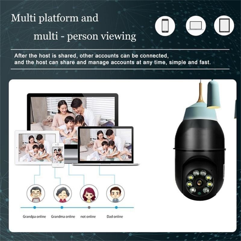 Wireless Light Bulb Camera, 2.4GHz & 5GHz WiFi Bulb Camera,