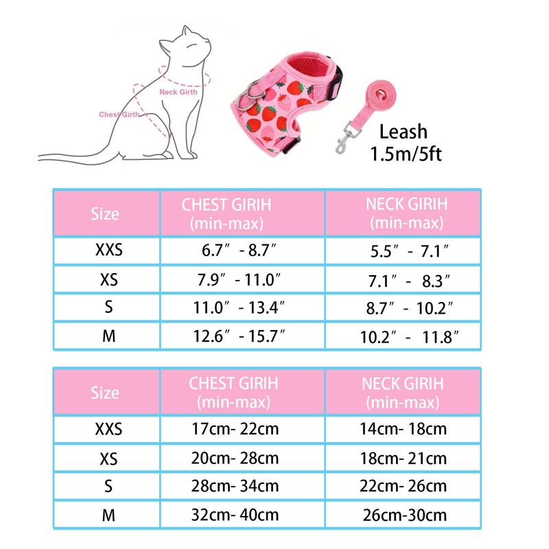 Cat Harness with Escape Proof - Fashionable Mesh Cat Dog
