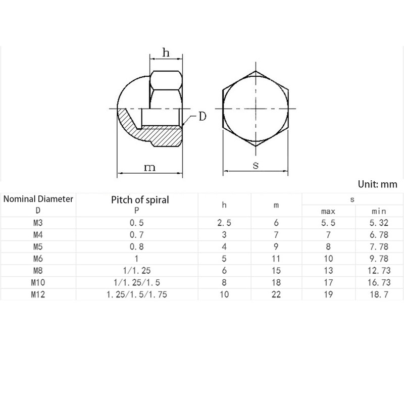 20Pcs Black Stainless Steel Cap Nuts,Nut Caps,Hex Cap Nuts,Dome Hex