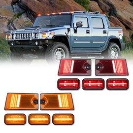 GTINTHEBOX Front Rear Cab Roof light Compatible with 2003-2009 Hummer H2, 2005-2009 Hummer H2 SUT Top Clearance Marker Front Rear Cab Roof lamp Shell,5pcs Amber Lens & 5pcs Red Lens