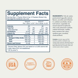 Coromega MAX 2400mg Omega-3 Fish Oil + Vitamin D Squeeze Packets, Wild-Caught, No Fishy Taste - 3X Better Absorption Than Softgels, Supports Brain & Heart Health (60 Servings, Citrus Burst)